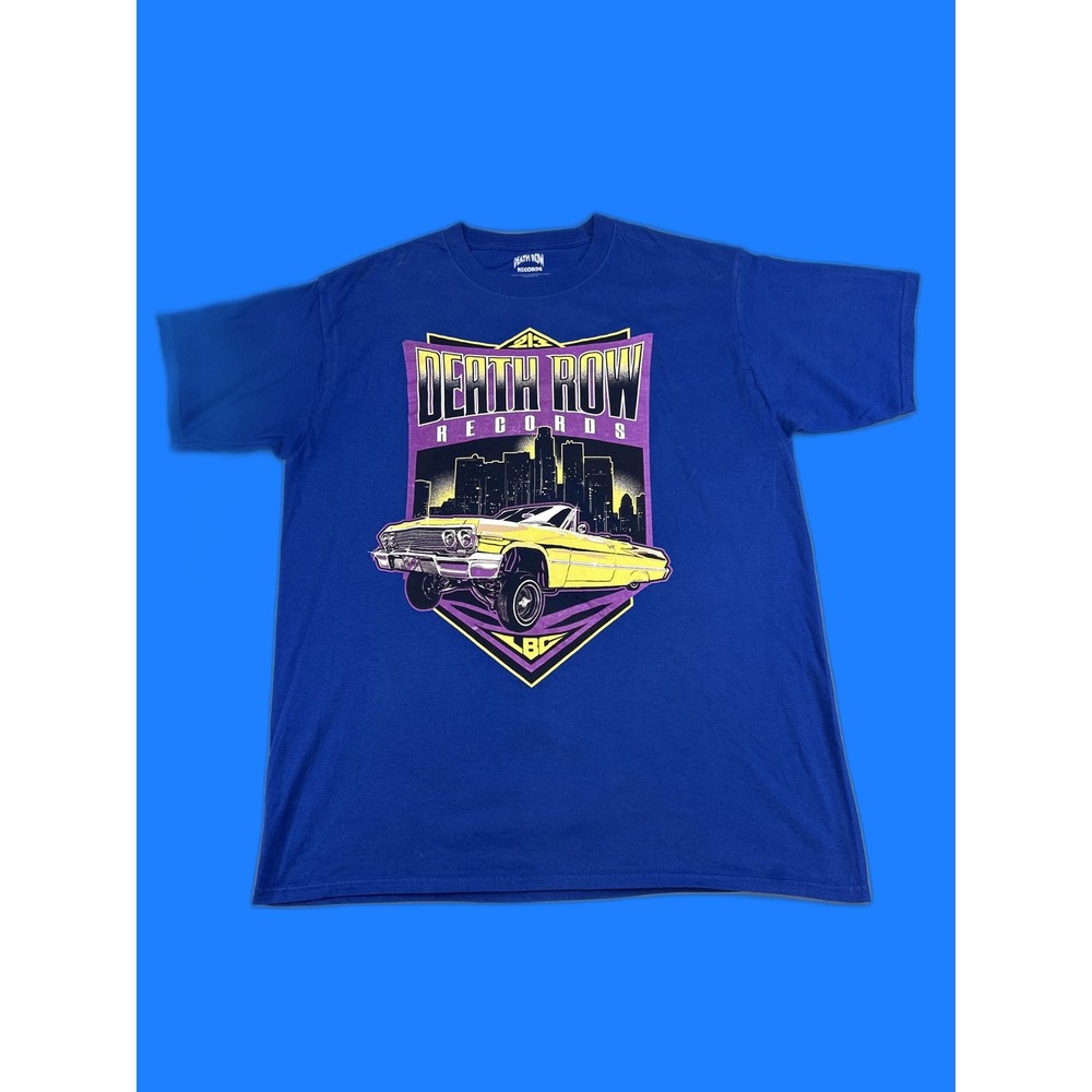 Death Row Records Graphic Tee Music Short Sleeve Crewneck L/G Blue 100% Cotton
